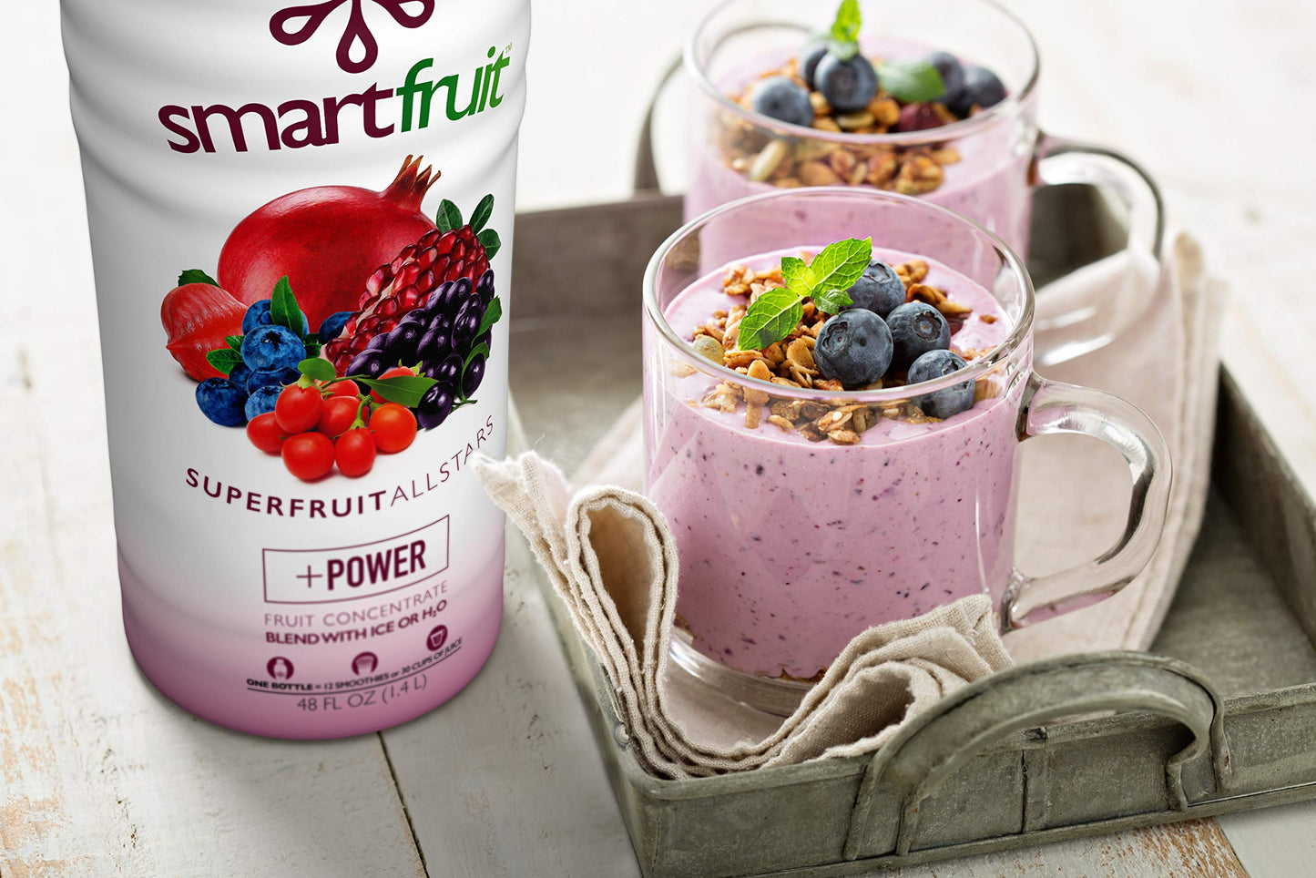 Smartfruit Superfruit All-Stars + Power, 100% Real Fruit Pur E, Non-Gmo, No Additives, Vegan - 48 Fl. Oz - 2 Pack