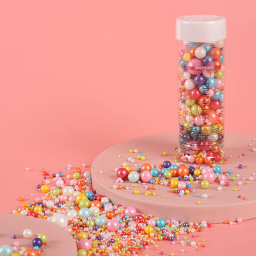 Kasvan Mixed Pearl Sugar Sprinkles - Edible Candy Pearls 130G/4.58 Oz, Mix Size, Baking Cake Decorations, Ice Cream Toppings And