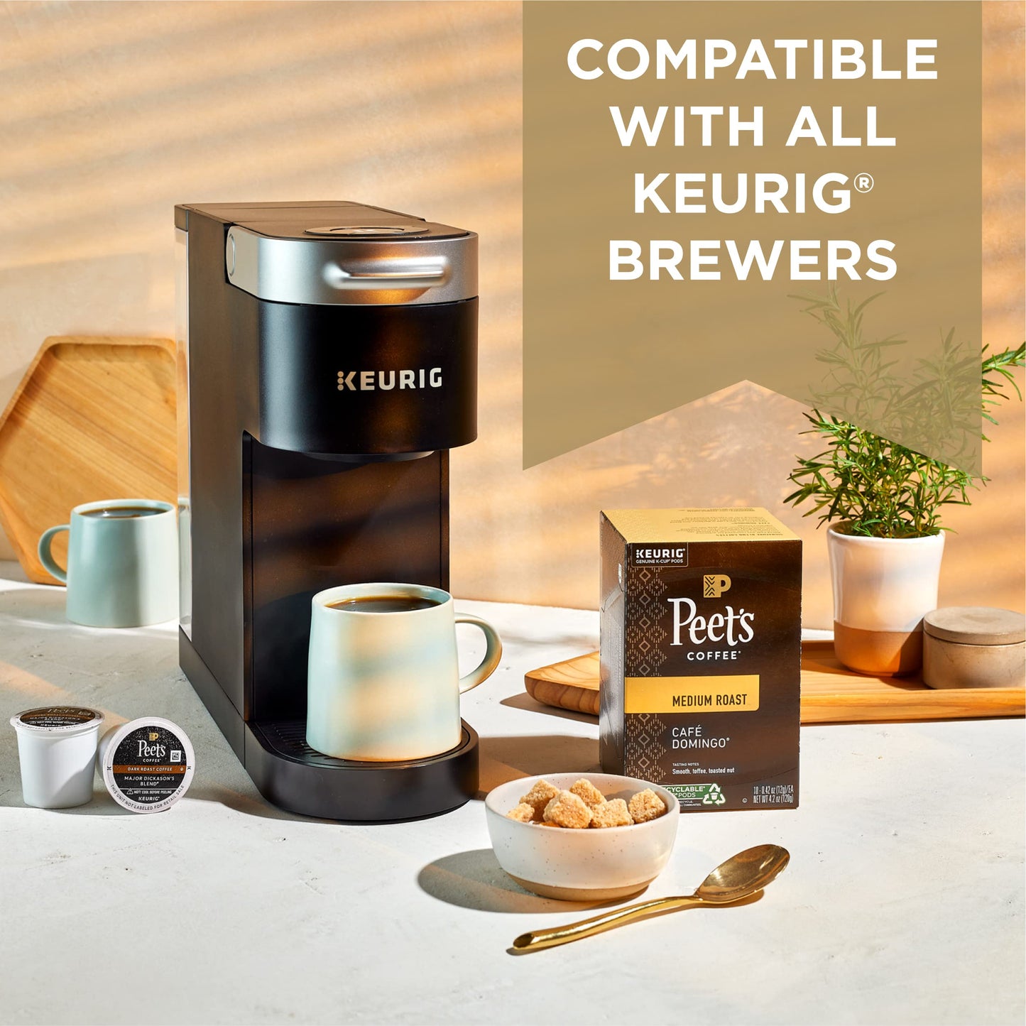 Peet s Coffee, Flavored Light Roast Keurig K-Cup Pods - Caramel Brl e 60 Count (6 Boxes of 10 K-Cup Pods)
