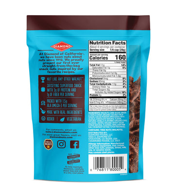 Diamond Of California Salted Dark Chocolate Walnut Snack Nuts, 4 Oz. (4 Pack)