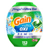 Gain Flings Ultra Oxi Laundry Detergent Pacs, 112 Count, Waterfall Delight Scent, 3-In-1, He Compatible