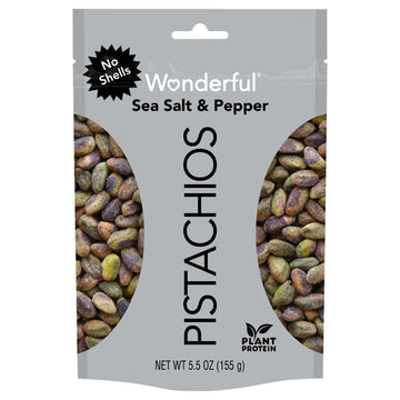 WONDERFUL PISTACHIO Sea Salt & Pepper No Shells Pistachios, 5.5 OZ