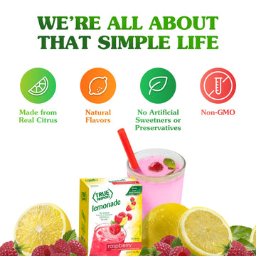 True Lemon Raspberry Lemonade Water Enhancer Drink Mix (30 Packets), Low Calorie Drink Mix Packets for Water,Powdered Drink Mixe