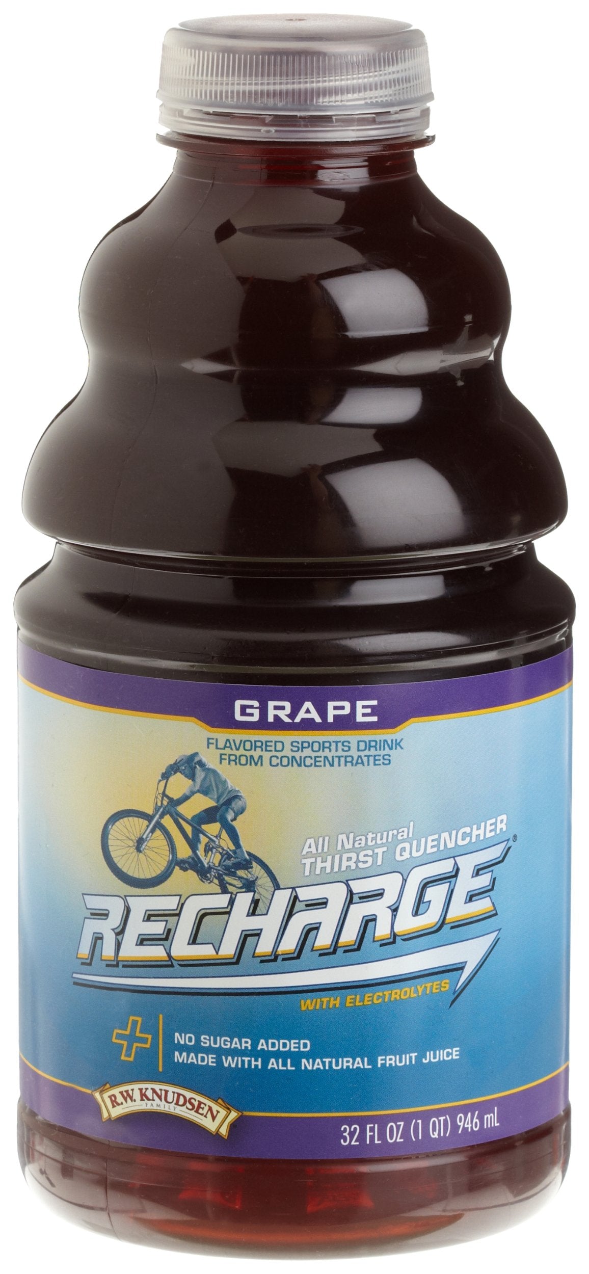 R.W. Knudsen Recharge Sports Drink, Grape, 32-Ounce Bottles (Pack of 12)