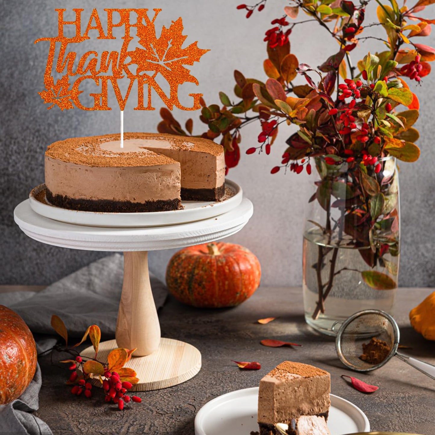 Fall Thanksgiving Day Cake Topper Happy Thanksgiving Day Cake Topper Fall Maple Leaf Cake Topper Orange Cake Decorative Party Ca