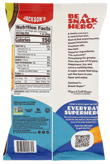 Jacksons Avocado Oil Kettle Cooked Sweet Potato Chips, Sea Salt, 5 oz