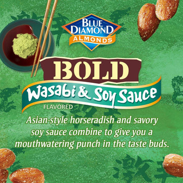 Blue Diamond Almonds, Bold Snack Nut Flavored Wasabi And Soy Sauce Value Bag Great For Snacking And Cravings At Home, Office, Or On-The-Go, 19.2 Ounce Bag