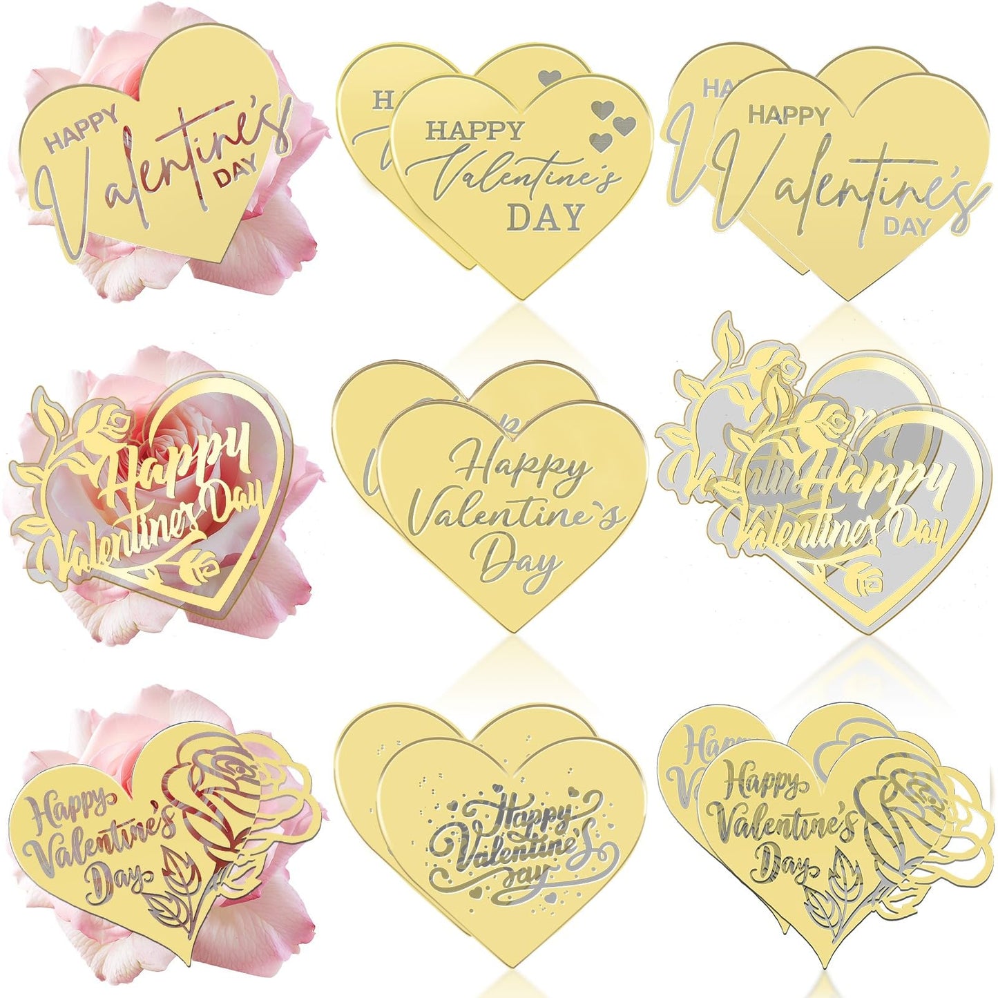 Julbear 30 Pcs Love Heart Cupcake Toppers Happy Valentine S Day Cake Topper Acrylic Decorations For Valentine S Day Wedding Engagement Anniversary Birthday Party Supplies