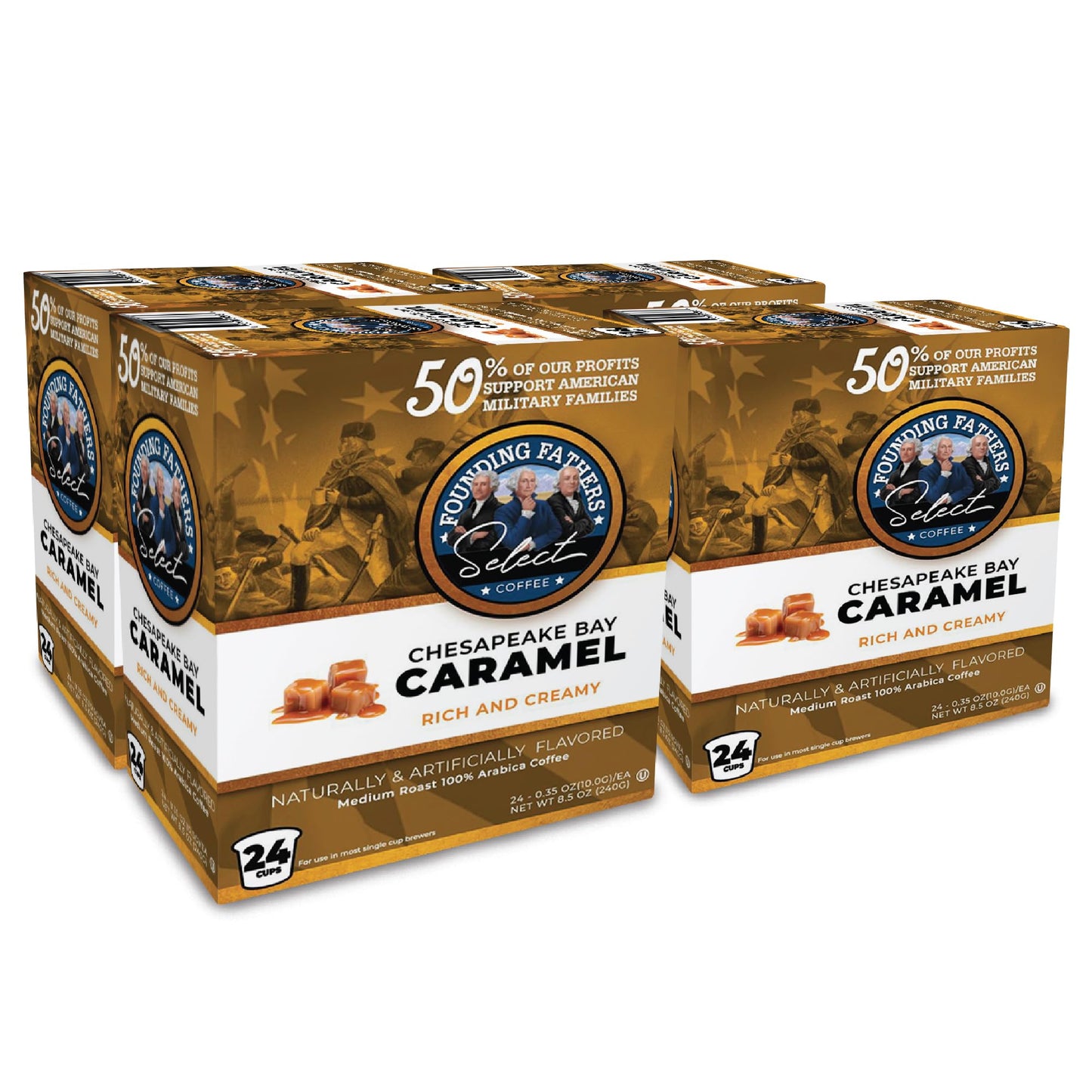 Founding Fathers Coffee Single Serve Pods For Keurig 2.0 K-Cup Beverage Makers Chesapeake Bay Caramel Flavor Arabica Coffee 96 Count