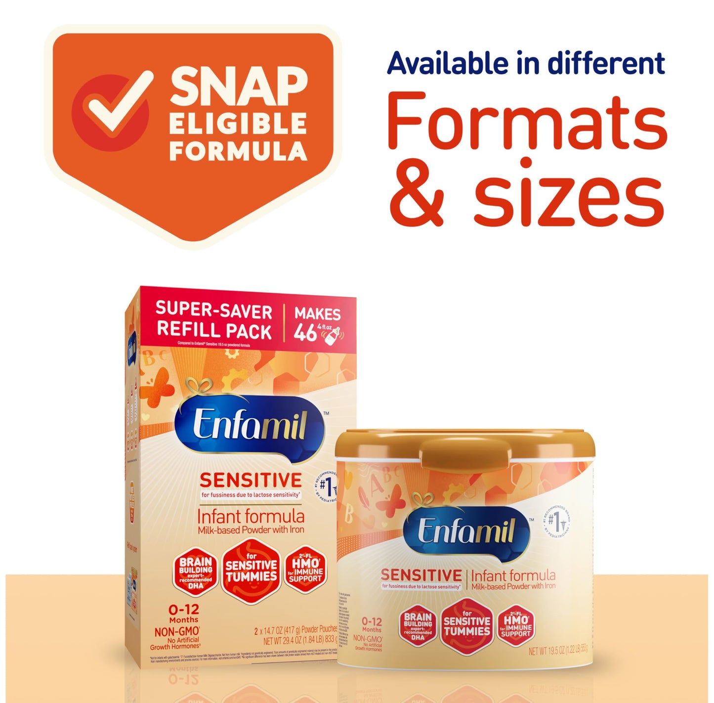 Enfamil Sensitive Baby Formula with DHA, Iron & Prebiotics to help support Brain & Immune Support. Lactose Sensitivity Infant Fo