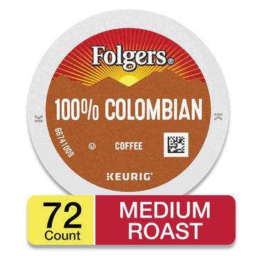 Folgers K Cups 100% Colombian Coffee for Keurig Makers Medium Roast 72 Count