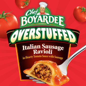 Chef Boyardee Overstuffed Italian Sausage Ravioli, 15 oz, 12 Pack, Convenient Meal Option, Ideal for Quick Dinners