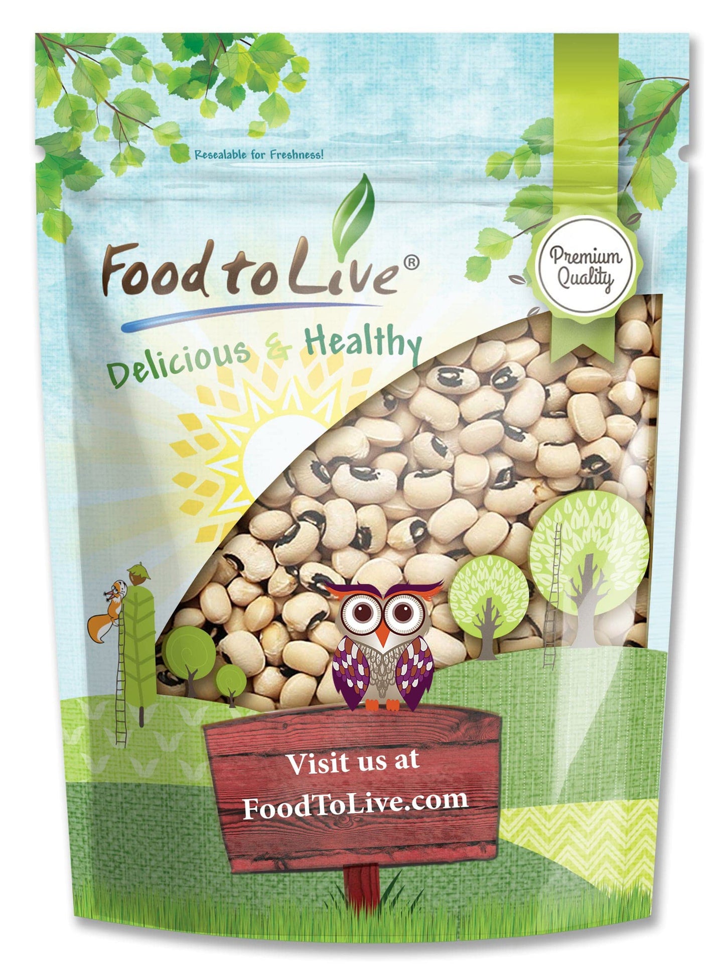 Food To Live Black-Eyed Peas, 3 Pounds - Raw Dried Whole Cow Peas, Kosher, Vegan, Sproutable. High In Dietary Fiber, Easy To Cook. Product Of The Usa