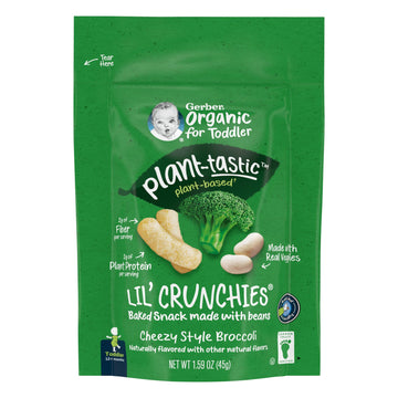 Gerber Toddler Food, Organic Lil Crunchies, Plant-Tastic, Cheezy Style Broccoli, Toddler Snacks, Baby Food, Baby Snacks, 1.59 Ou