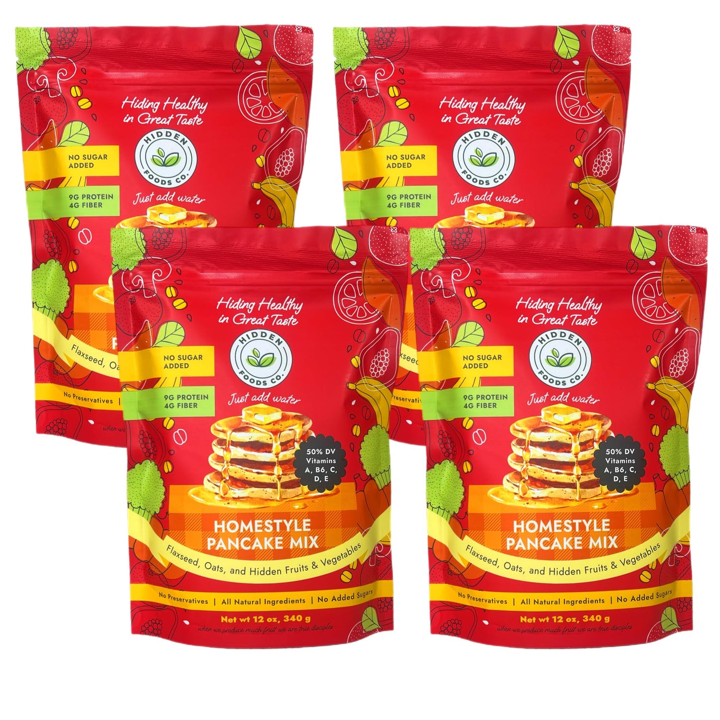 Hidden Foods Homestyle Pancake Mix Thick & Fluffy Pancake Made With Natural Oats, Flaxseed, Fruits & Vegetables | Healthy Blend