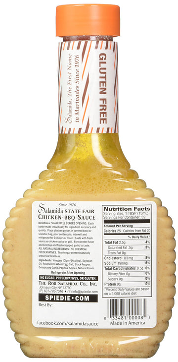 The Rob Salamida Company Cornell Style Chicken BBQ Sauce, 16 Fl Oz - Original State Fair Flavor