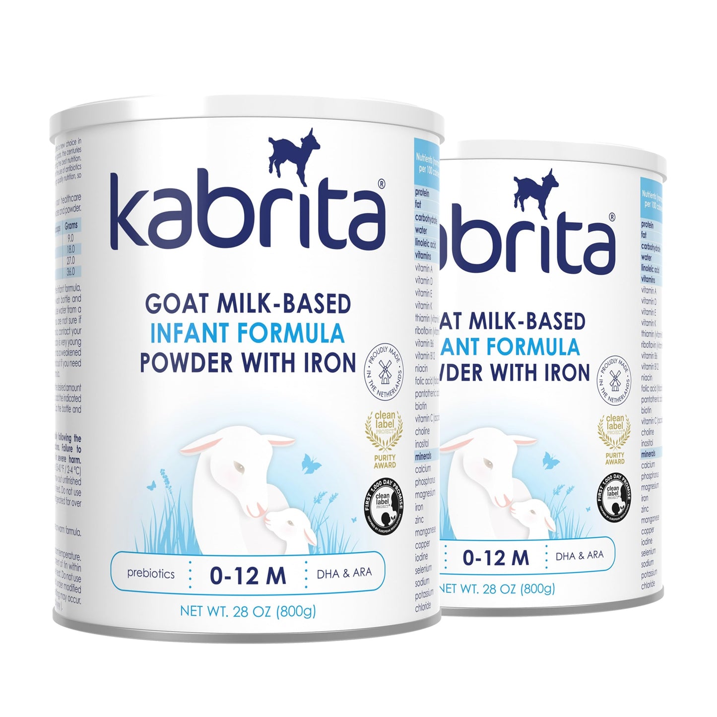 Kabrita Goat Milk-Based Infant Formula Powder With Iron, Dha, Ara & Prebiotics, For Infants 0–12 Months, Non-Gmo, 28 Oz (Pack Of 2)