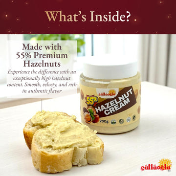 GÜLLÜOGLU Hazelnut Cream – Premium Turkish Spread, All-Natural, 7 oz, No Palm Oil