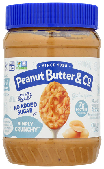 Peanut Butter & Co. Simply Crunchy No Sugar Added Peanut Butter, Non-Gmo Project Verified, Gluten Free, Vegan, 16 Ounce