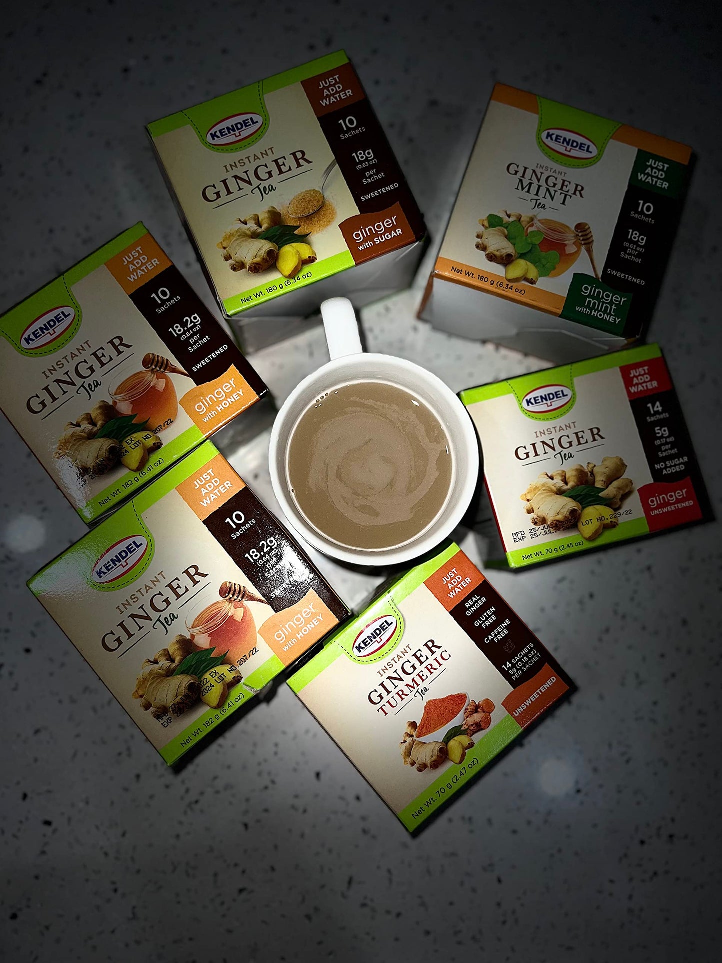 Kendel Instant Ginger Mint Tea with Honey, Caffeine Free, 14 Sachets, Non-GMO