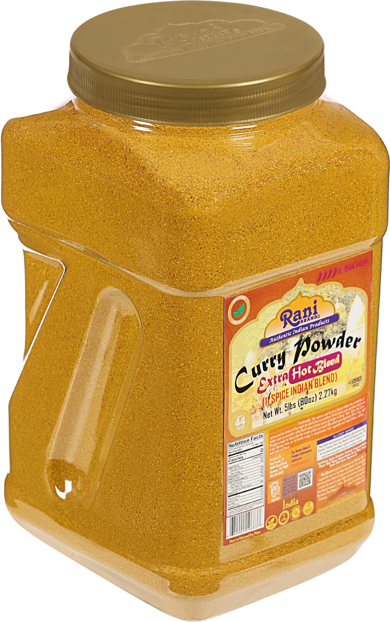 Rani Curry Powder Extra Hot (11-Spice Authentic Indian Blend) 80Oz (5Lbs) 2.27Kg Bulk Pet Jar ~ All Natural | Salt-Free | Vegan | No Colors | Gluten Friendly | Non-Gmo | Indian Origin