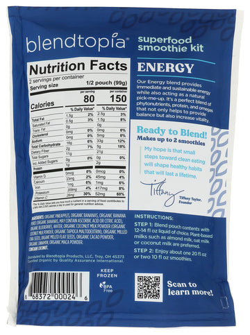 BLENDTOPIA Smoothie Energy Blend Superfood, 7 OZ