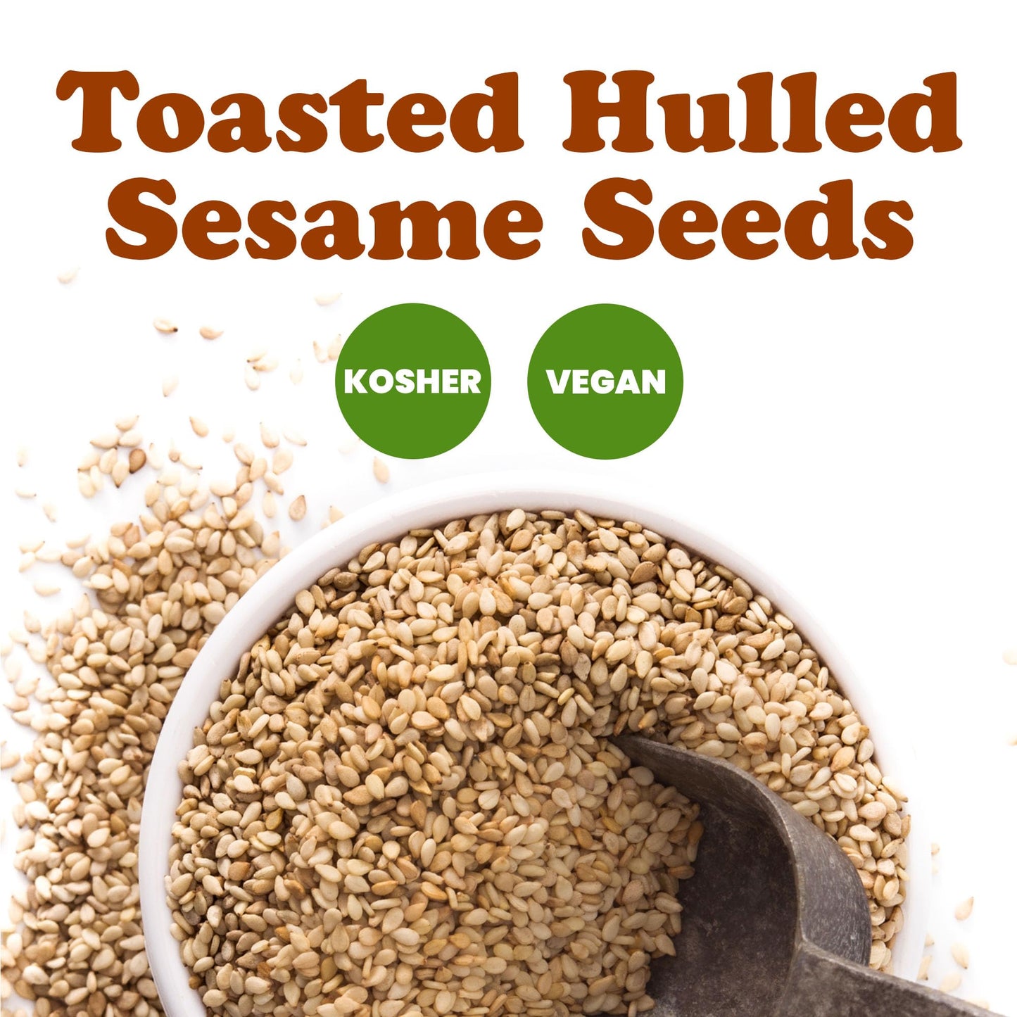 Food To Live Toasted Hulled Sesame Seeds, 8 Ounces - Crunchy And Nutritious Snack, Oven Roasted, Unsalted, No Oil Added, Perfect