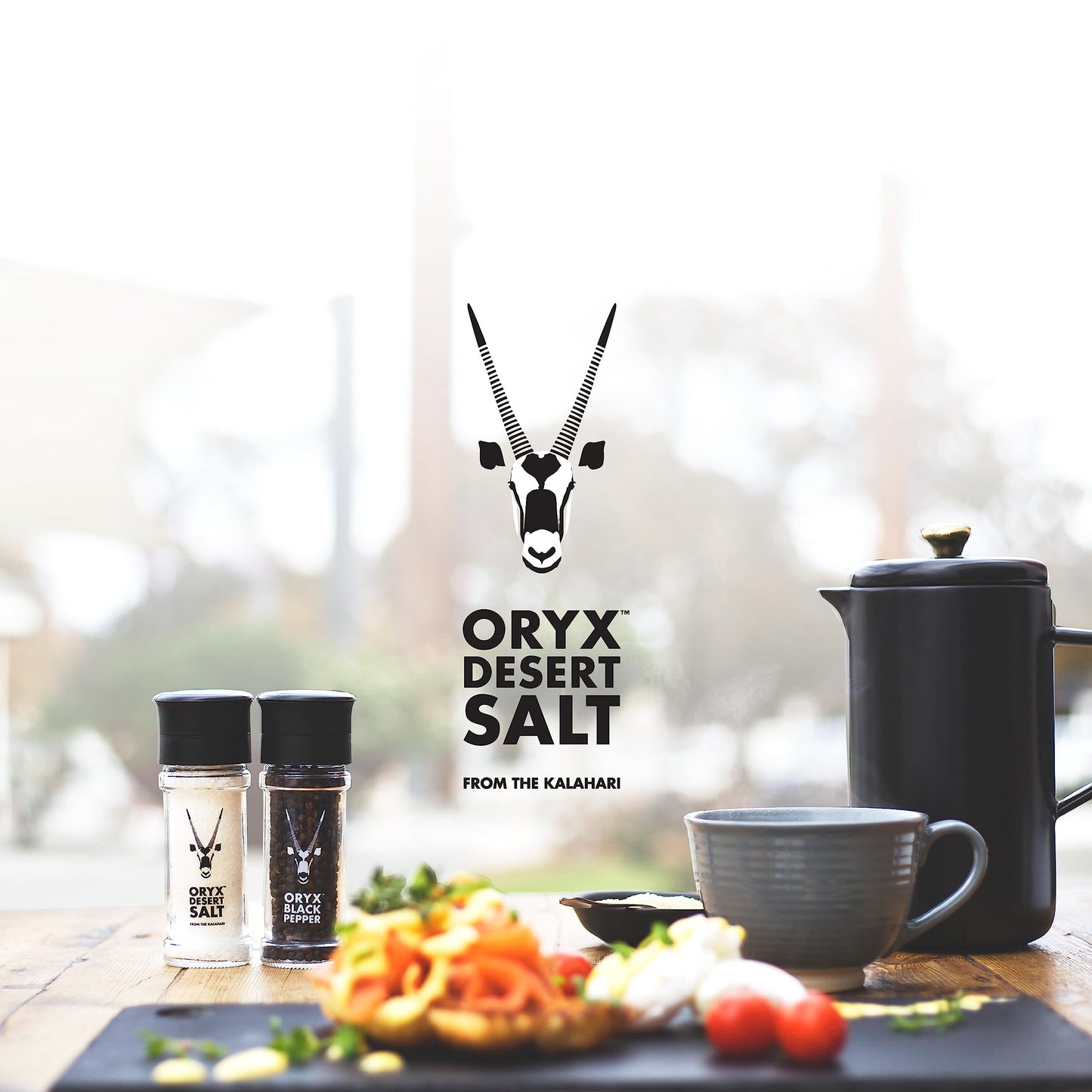 Oryx Desert Salt & Pepper Grinders Combo - 3.52oz Salt & 8.8oz Pepper, Plastic, White, Medium Size, Naturally Organic