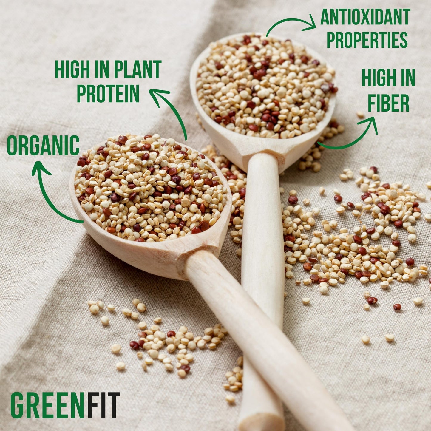 Greenfit Royal Organic Tri Color Quinoa | Non-GMO, Gluten-Free, Vegan, and Organic | Complete Protein, High Fiber, Low-Calorie T