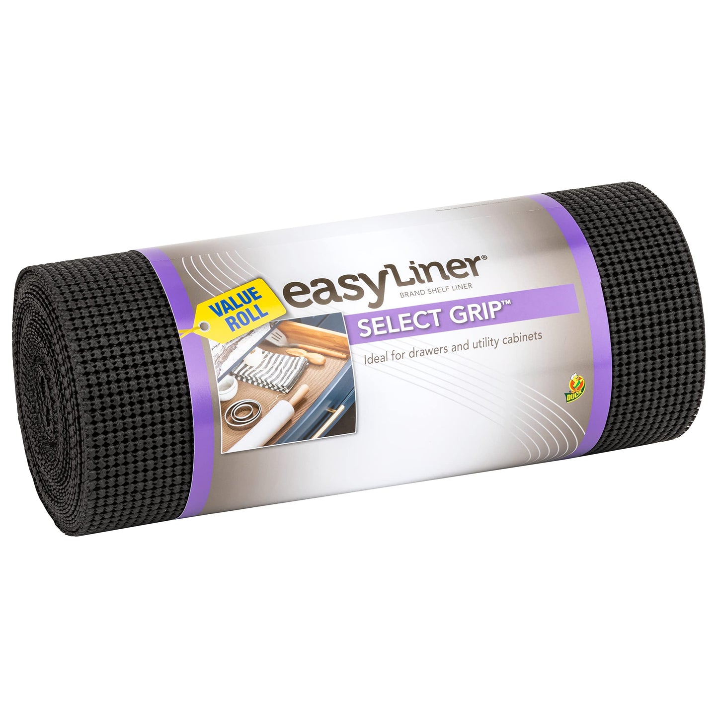 Duck Easyliner Shelf Liner, Non-Adhesive Select Grip For Drawers And Cabinets, 12 Inches X 24 Feet, Black