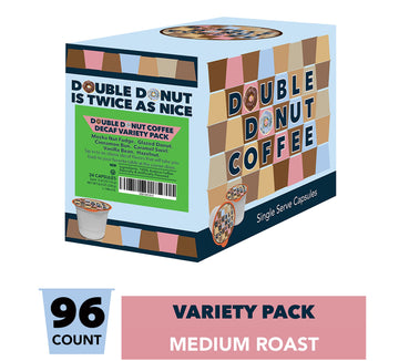Double Donut Coffee Decaf Flavored Coffee Single Serve Cups For Keurig K Cup Brewer Variety Pack Sampler (96 Count)