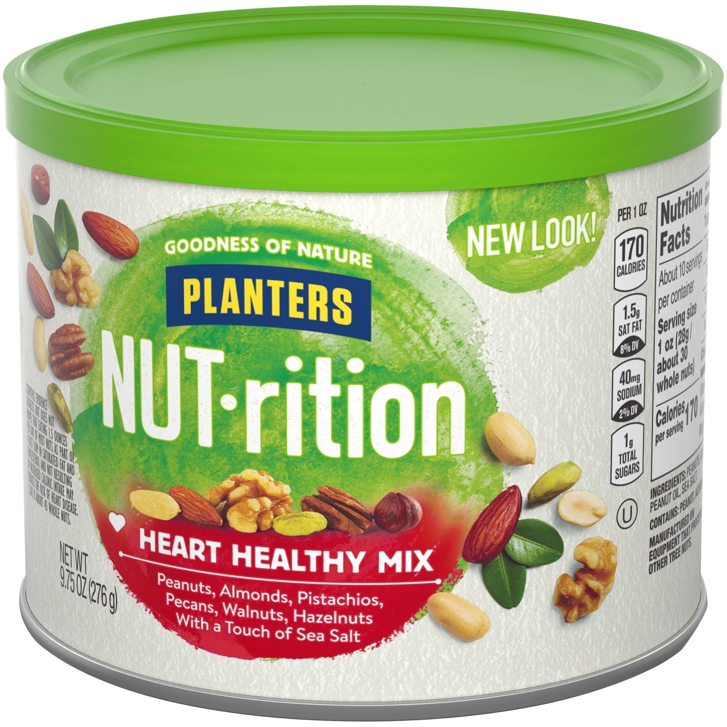 Planters NUT-rition Heart Healthy Nut Mix with Peanuts (Almonds, Pistachios, Pecans, Walnuts, Hazelnuts & Sea Salt, 6 ct Pack, 9