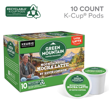 Green Mountain Coffee Roasters Mountainside Mocha Latte, One Step Latte Single Serve Keurig K-Cup Pods, 10-Count Box