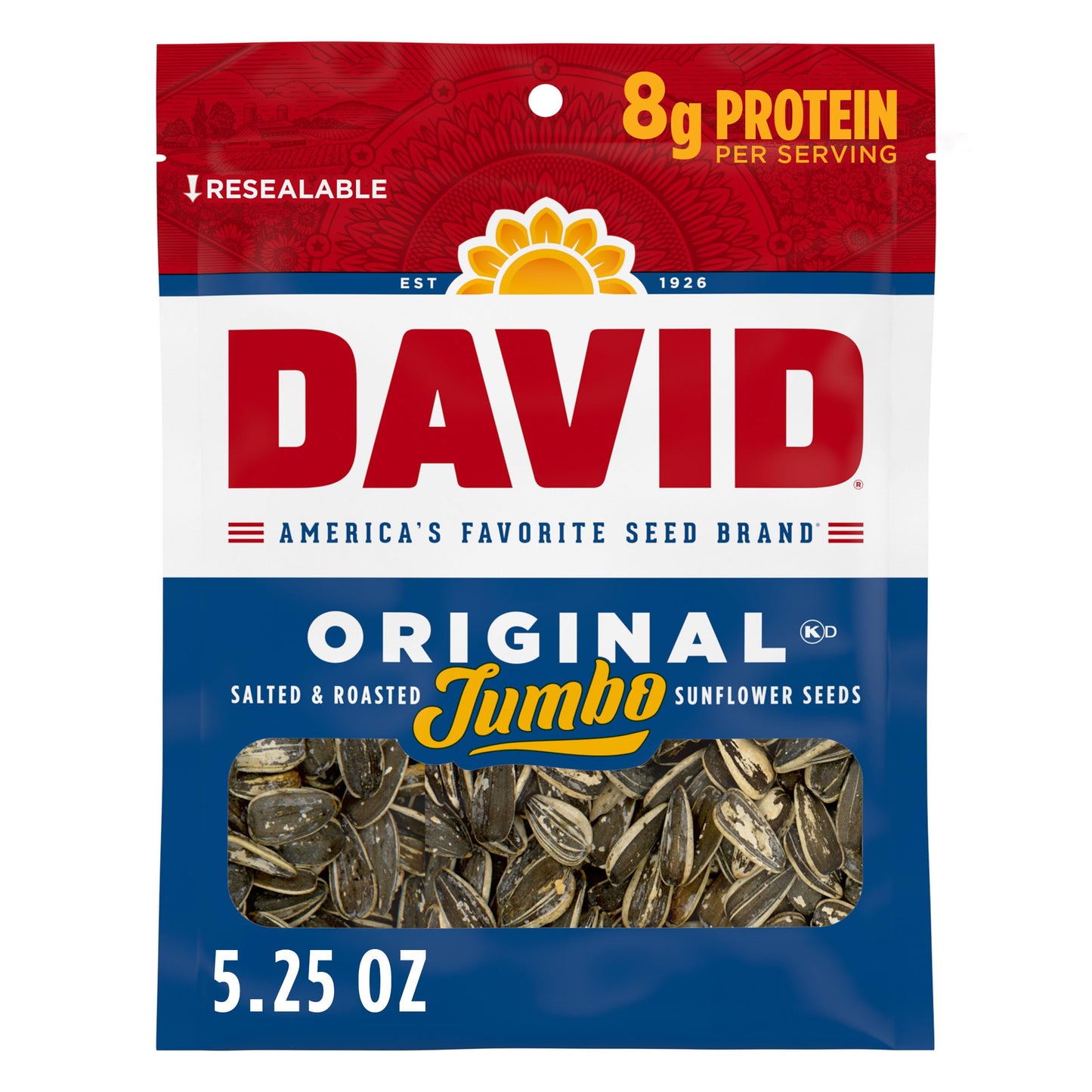 David Seeds Roasted And Salted Oriflavor Blendal Jumbo Sunflower Seeds Keto Friendly 5.25 Oz 12 Pack