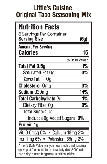 Littles Cuisine Taco Seasoning Mix - Non-GMO, Sugar-Free, Kosher, Gluten-Free, Case of 4