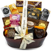 With Sincere Sympathy Condolence Gift Basket For Loss Of A Loved One, Gourmet & Elegantly Arranged Funeral Basket, Dark Copper B