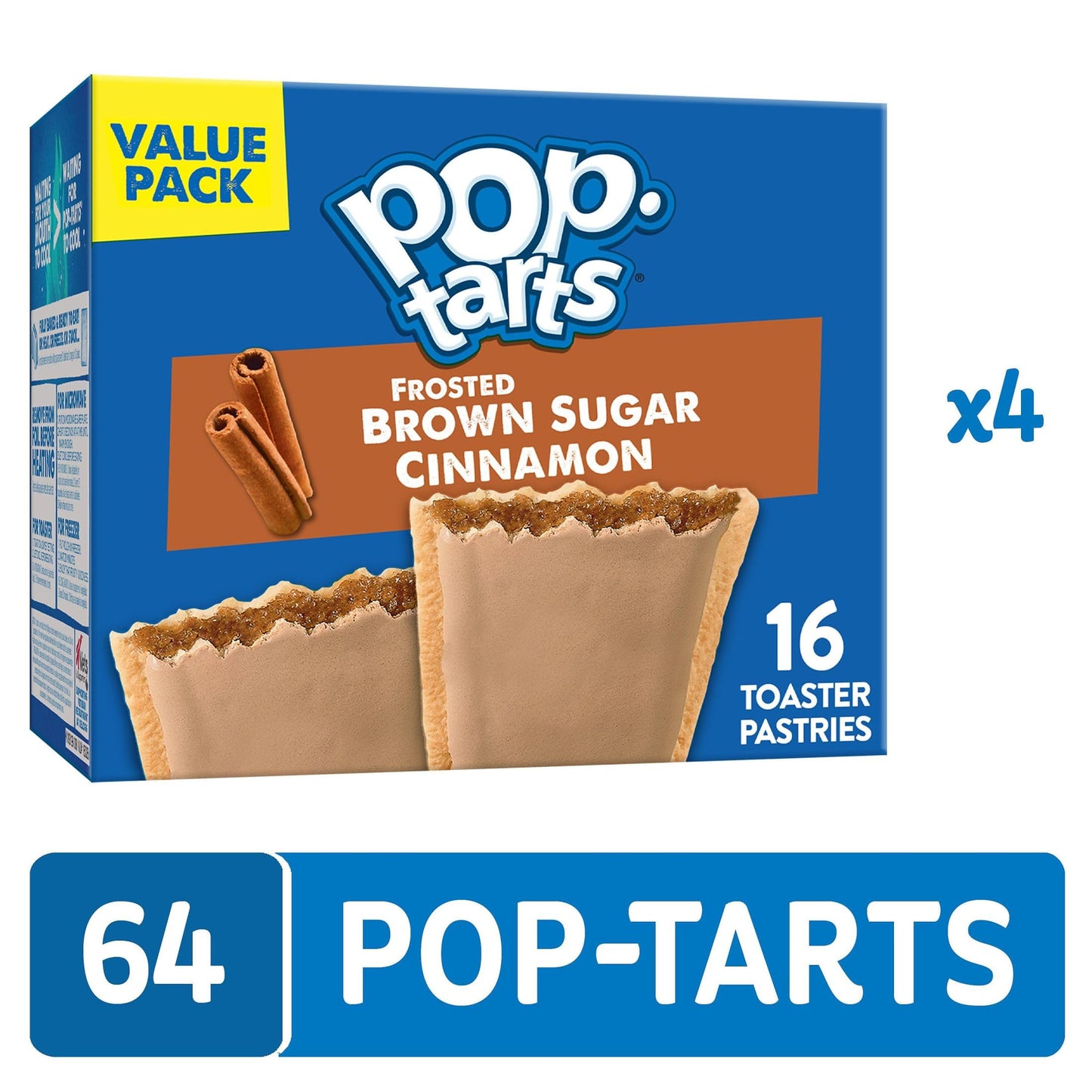Pop-Tarts Toaster Pastries, Breakfast Foods, Kids Snacks, Value Pack, Frosted Brown Sugar Cinnamon (64 Pop-Tarts)