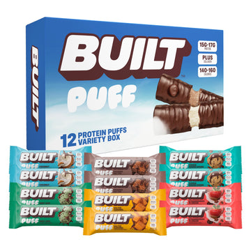 Built Bar, Puff Protein Bars, Variety Pack, Collagen, On-The-Go Snacks, Breakfast Bar, Mixed Sampler, 12 Pack