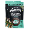 Zero Sugar Classic Beef Jerky by Country Archer, 100% Grass-Fed, Sugar Free, Gluten Free, Protein Snacks, 5.3 Ounce, 2 Pack