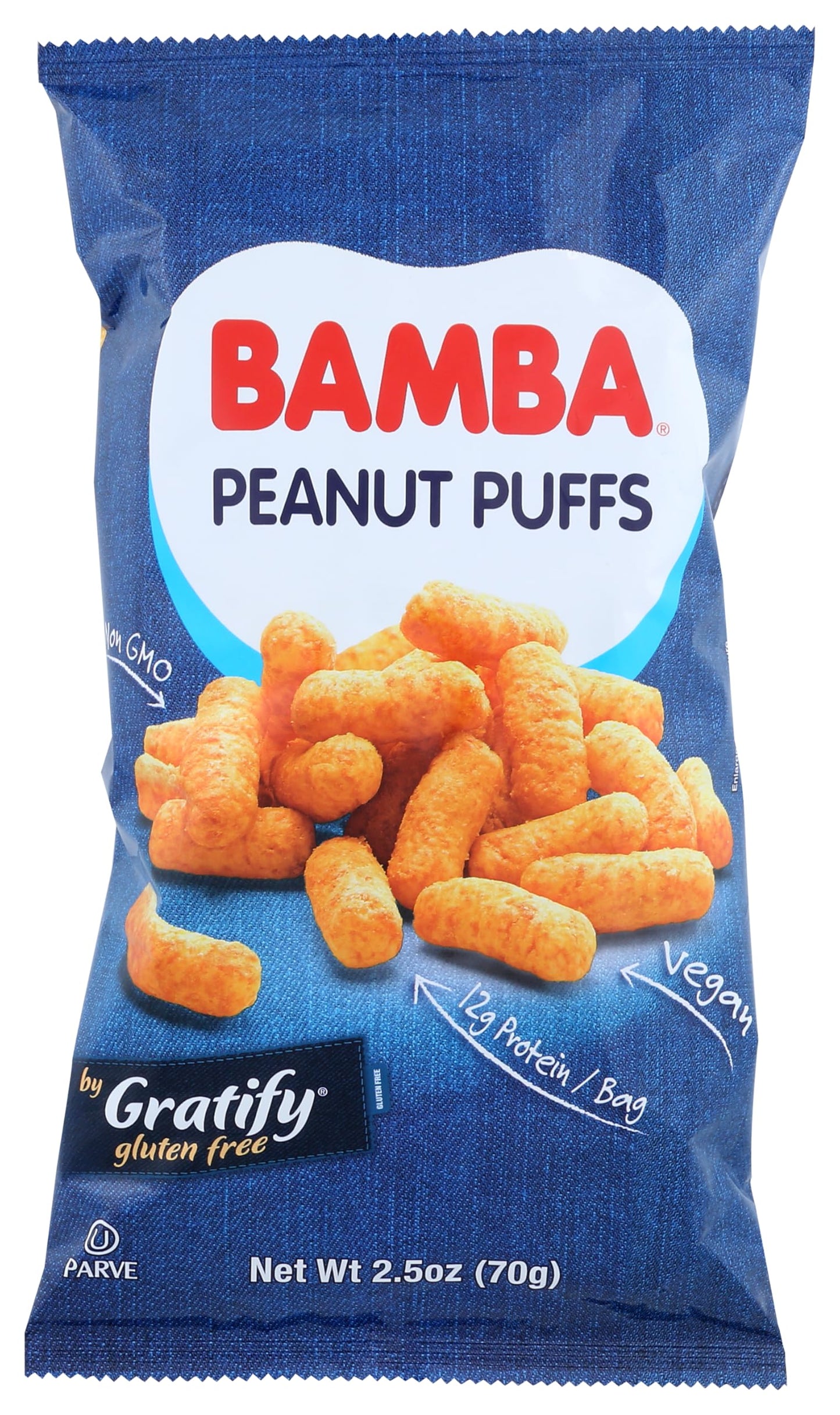 BAMBA Peanut Butter Puffs by Osem Foods Israel - Gluten Free & Vegan 2.5 oz (Pack Of 12)