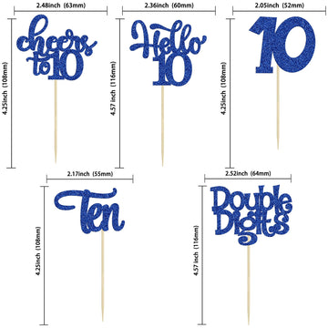 30Pcs 10Th Birthday Cupcake Toppers Ten Double Hello 10 Cupcake Picks Cheers To 10 Years Old Cake Decorations For 10Th Birthday