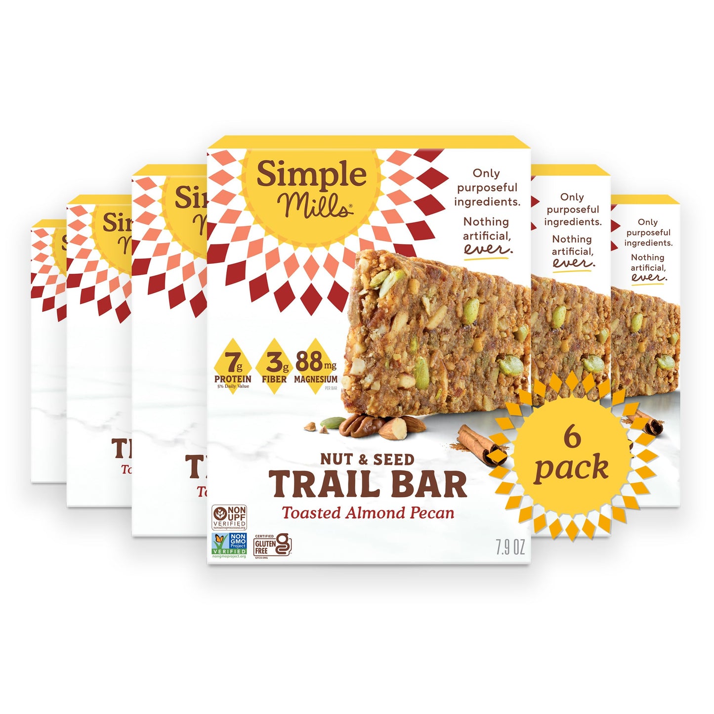 Simple Mills Nut and Seed Trail Bars, 30 Count, Toasted Almond Pecan Snack Bars with Pumpkin Seeds, Almonds, Pecans, and Buckwhe