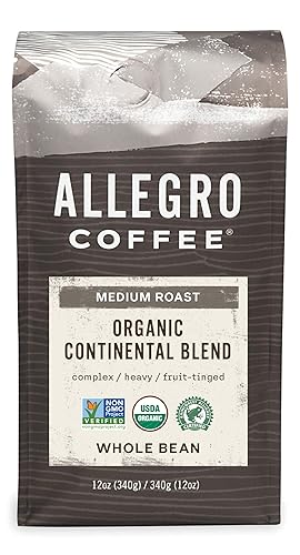 Allegro Coffee Organic Continental Blend Whole Bean Coffee, 12 Oz