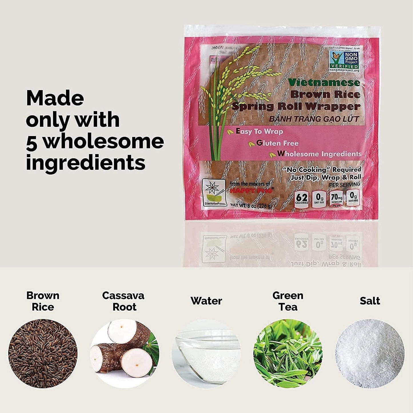 Star Anise Foods Gluten Free Rice Paper Wrappers for Spring Rolls, Egg Roll Wrappers, Wonton Wrappers, 135 Wrappers / 48 Oz, 8 O