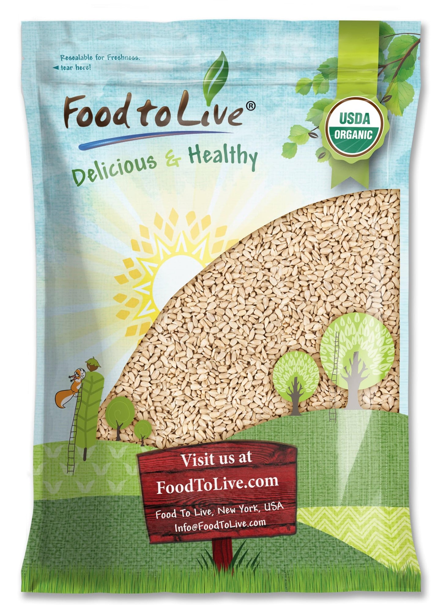 Food to Live Organic Sunflower Seeds, 5 Pounds Hulled, Raw, Non-GMO, Dried Kernels, Unsalted, Kosher, Vegan, Keto, Paleo, Sirtfo