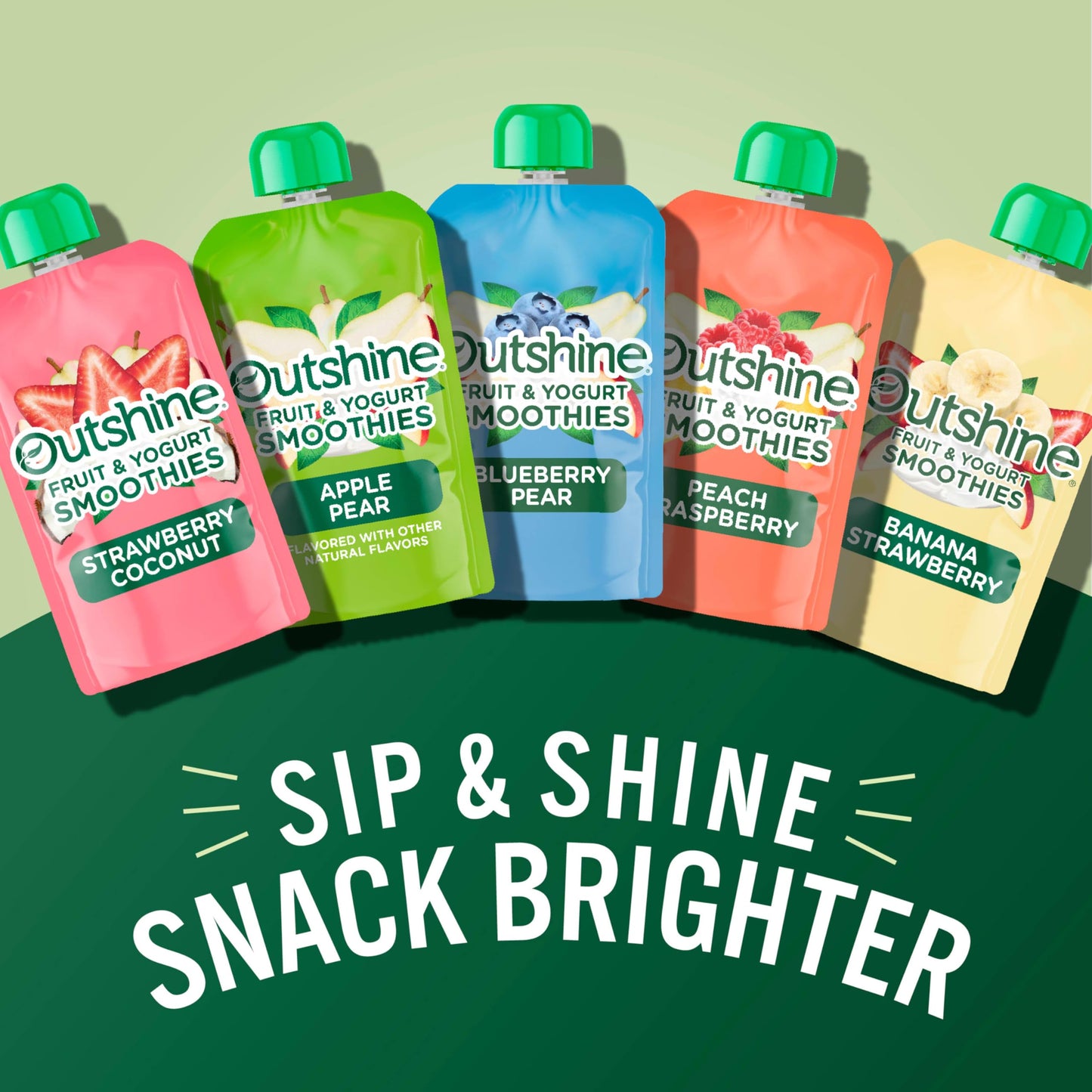 Outshine Strawberry Coconut Yogurt Smoothie Pouches - Fruit Pouches, Ready-to-Drink Smoothies, Kids & Adults Pureed Foods - Frui