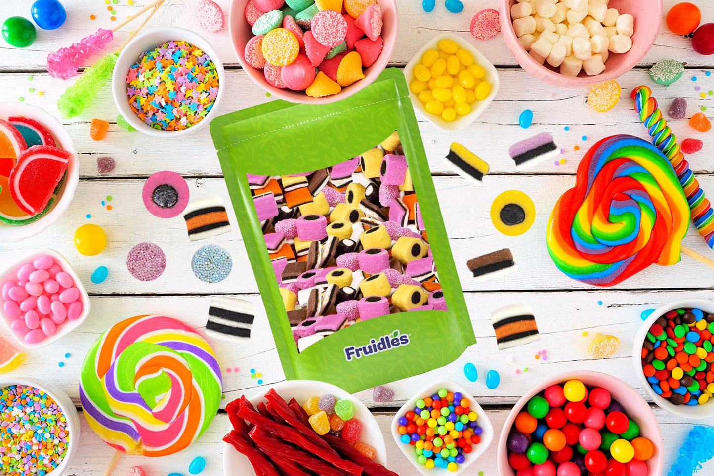 Fruidles English Style Allsorts Licorice Allsorts Gummies, Non-GMO (Half-Pound)