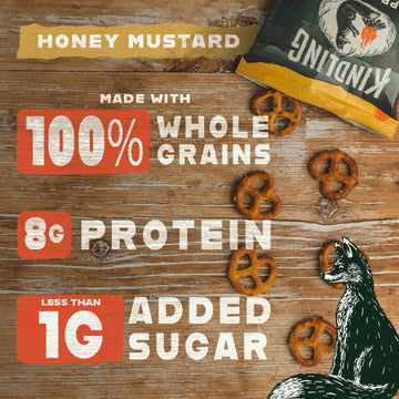 Kindling Protein Pretzels - Honey Mustard | Protein-Packed Snack | Kosher | 8 - 9G Protein Per Serving | Only 1-2G Of Total Suga
