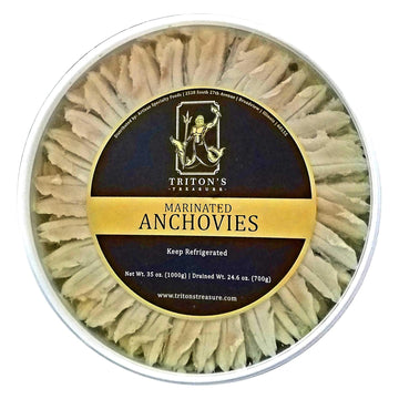 Tritons Treasure Marinated White Anchovies, Bulk 2.2 Lb Pack, Premium Quality for Gourmet Chefs and Culinary Lovers