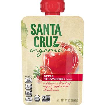 Santa Cruz Organic Apple Strawberry Sauce Pouch, 3.2 Ounce -4 Count (Pack of 6)